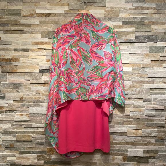 Lilly Pulitzer Riley Infinity Scarf In The Vias | Pink Green Blue Floral Print - Picture 1 of 8